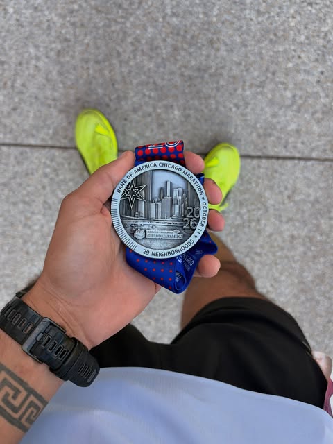 Marathon medal post
